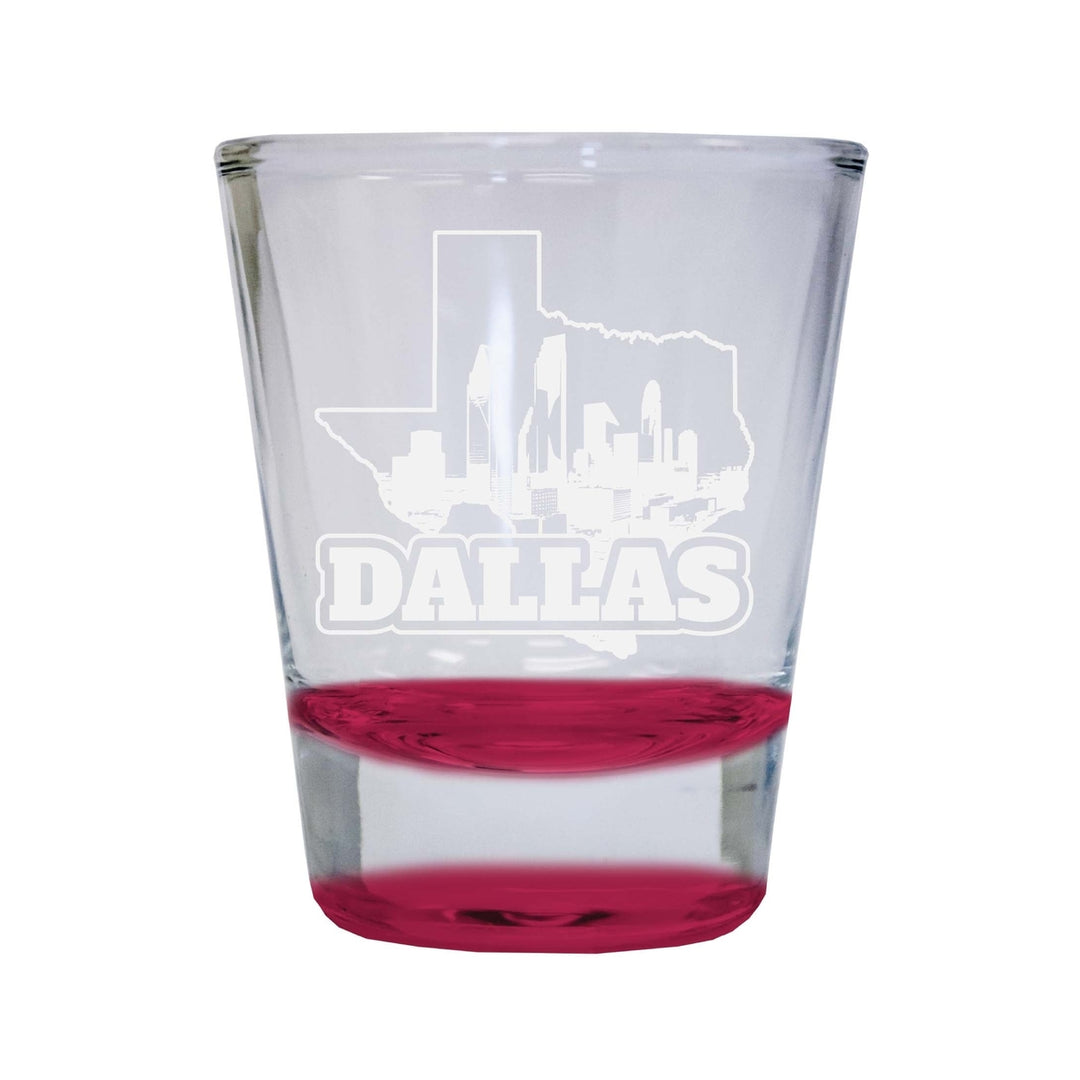 Dallas Texas Souvenir 2 Ounce Engraved Shot Glass Round Image 4