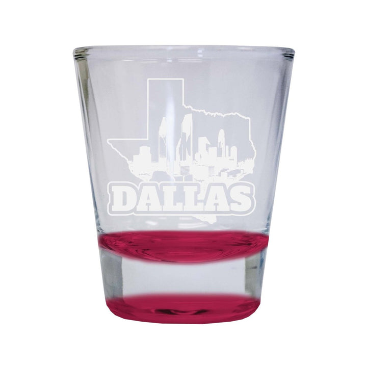 Dallas Texas Souvenir 2 Ounce Engraved Shot Glass Round Image 1