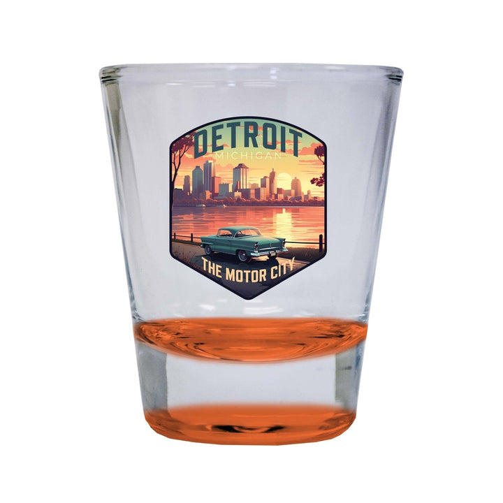 Detroit Michigan Design A Souvenir 2 Ounce Shot Glass Round Image 4