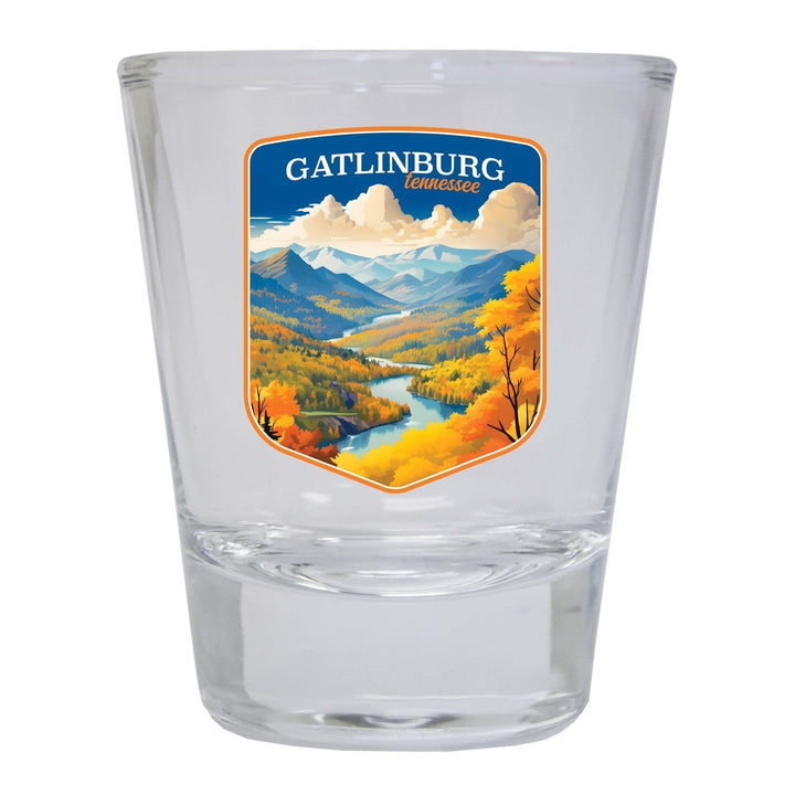 Gatlinburg Tennessee Design D Souvenir 2 Ounce Shot Glass Round Image 3