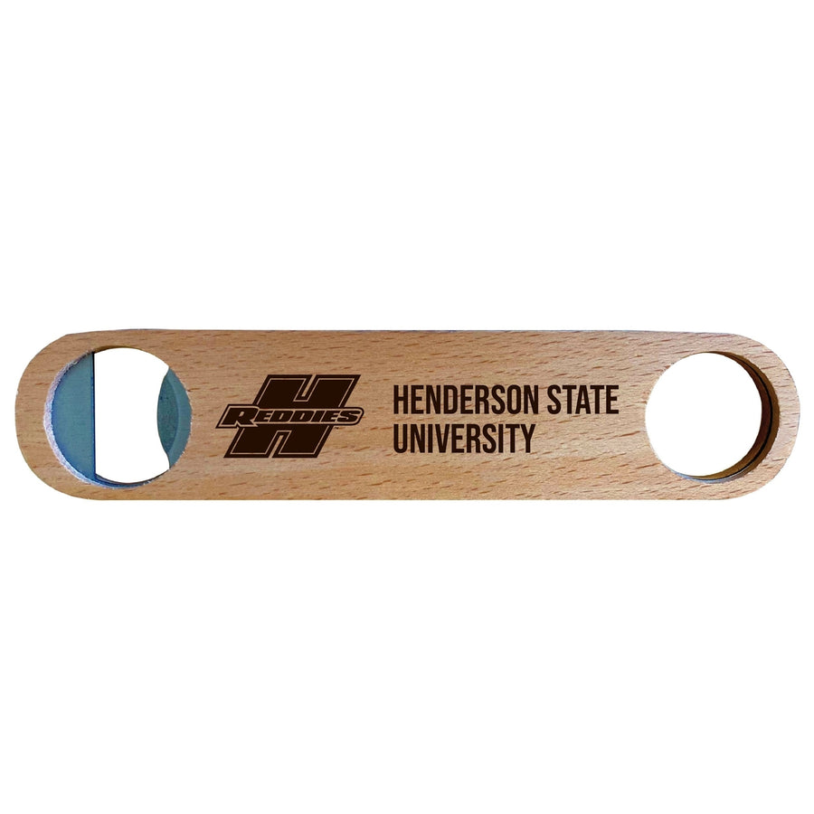 Henderson State Reddies Engraved Wooden Bottle Opener Officially Licensed Collegiate Product Image 1