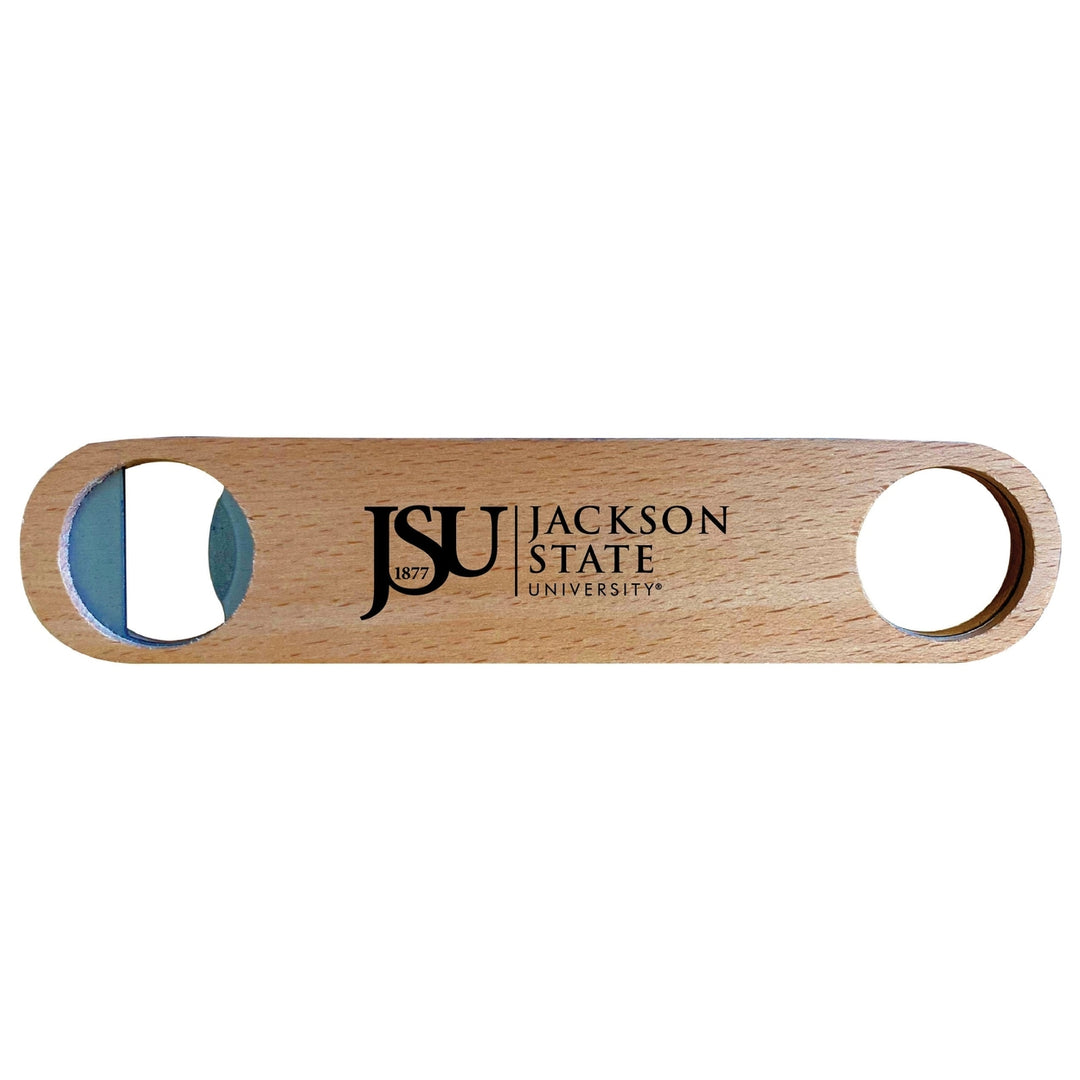 Jackson State University Engraved Wooden Bottle Opener Officially Licensed Collegiate Product Image 1