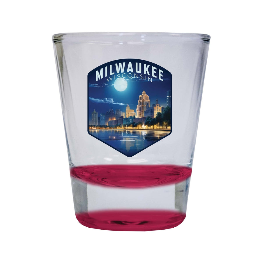 Milwaukee Wisconsin Design B Souvenir 2 Ounce Shot Glass Round Image 1