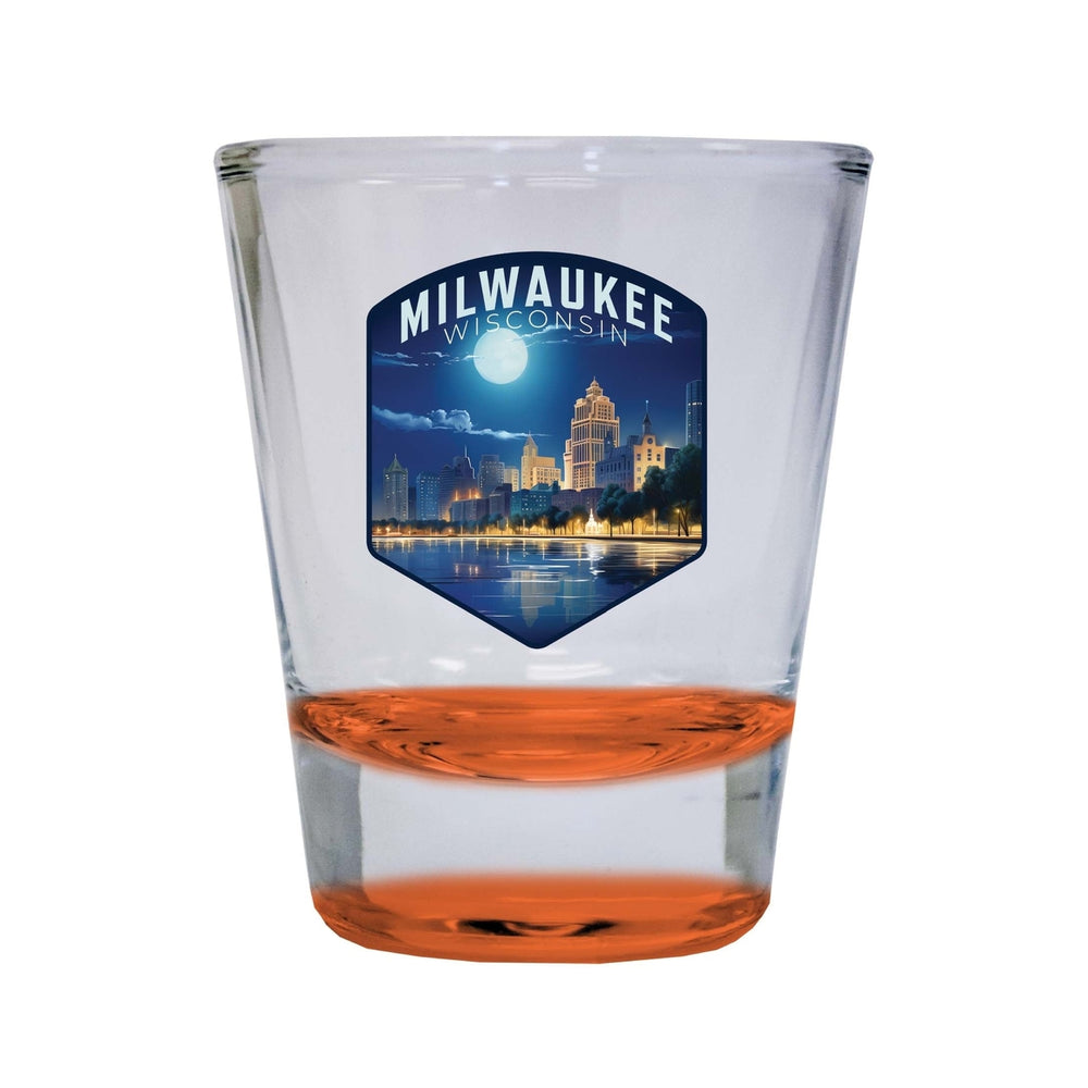 Milwaukee Wisconsin Design B Souvenir 2 Ounce Shot Glass Round Image 2