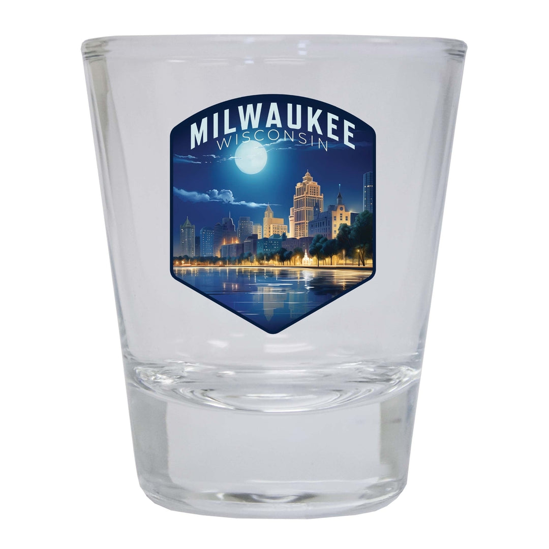 Milwaukee Wisconsin Design B Souvenir 2 Ounce Shot Glass Round Image 4