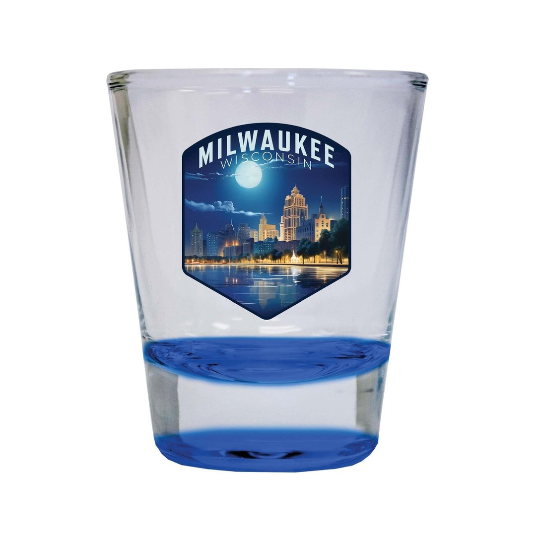 Milwaukee Wisconsin Design B Souvenir 2 Ounce Shot Glass Round Image 1