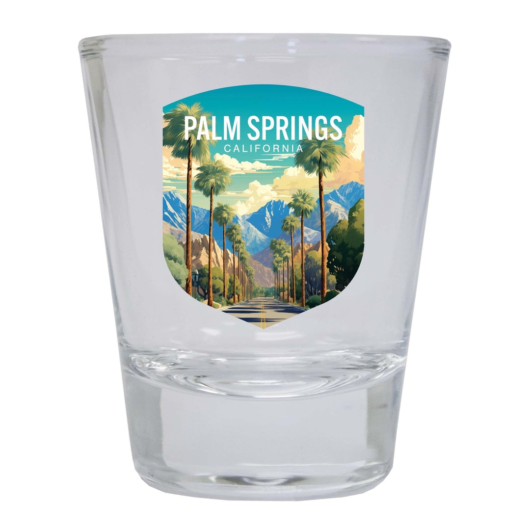 Palm Springs California Design A Souvenir 2 Ounce Shot Glass Round Image 3
