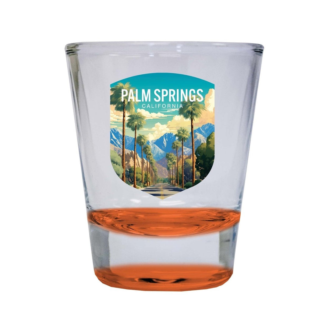 Palm Springs California Design A Souvenir 2 Ounce Shot Glass Round Image 1