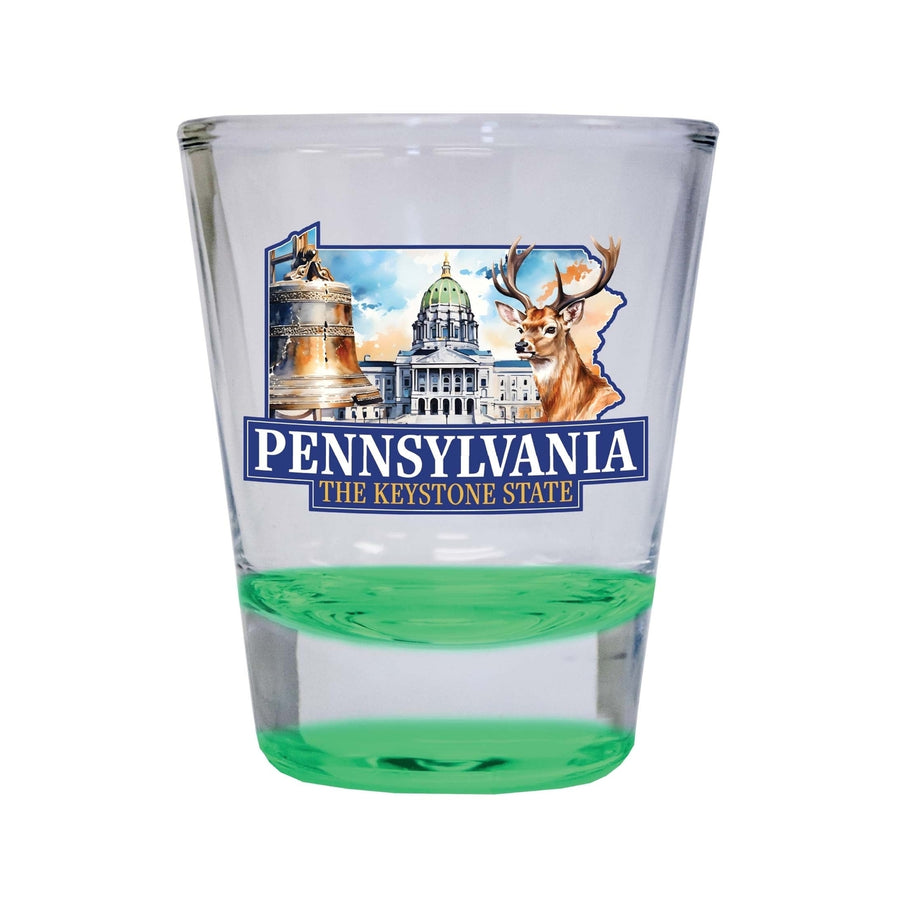 Pennsylvania Design D Souvenir 2 Ounce Shot Glass Round Image 1