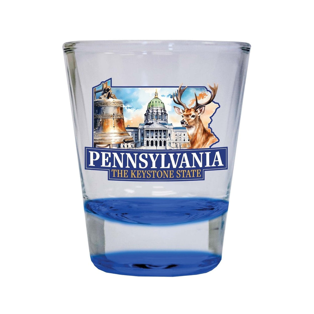 Pennsylvania Design D Souvenir 2 Ounce Shot Glass Round Image 2