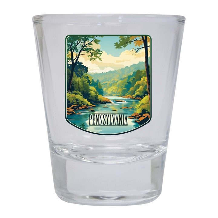 Pennsylvania Design B Souvenir 2 Ounce Shot Glass Round Image 1