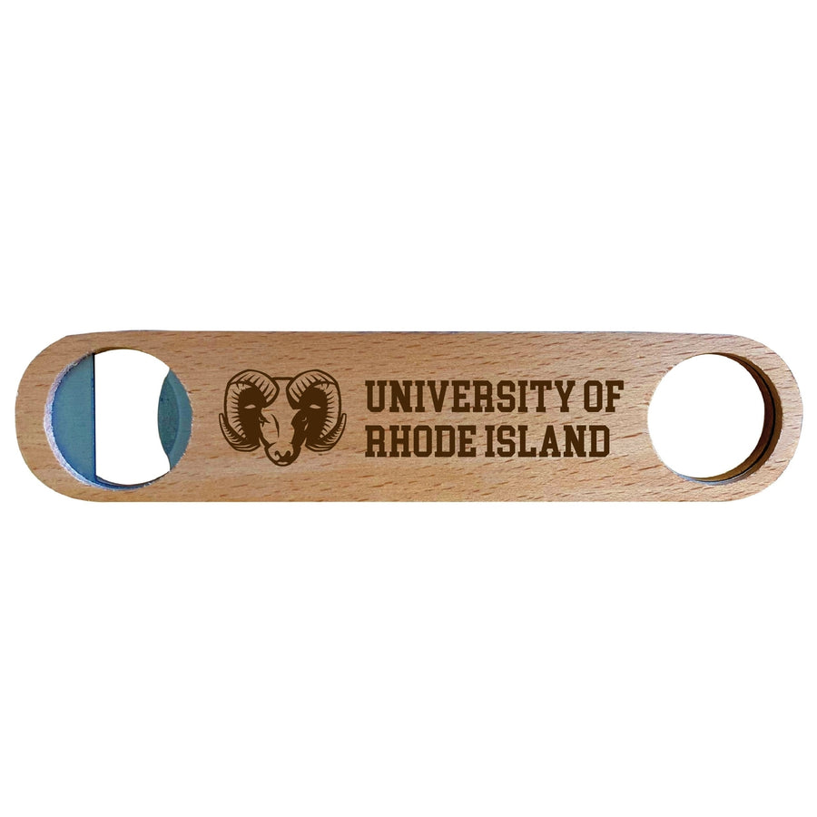 Rhode Island University Engraved Wooden Bottle Opener Officially Licensed Collegiate Product Image 1