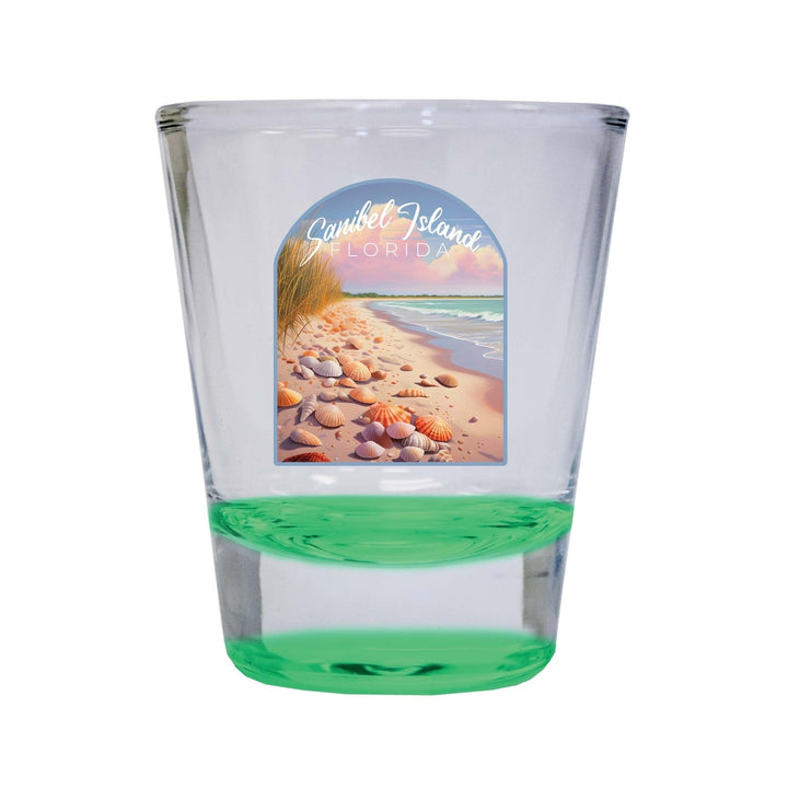 Sanibel Island Florida Design B Souvenir 2 Ounce Shot Glass Round Image 2