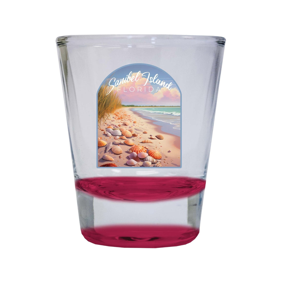 Sanibel Island Florida Design B Souvenir 2 Ounce Shot Glass Round Image 4