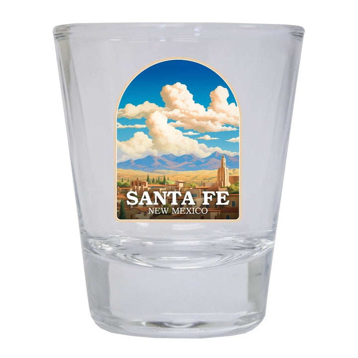 Santa Fe Mexico Design A Souvenir 2 Ounce Shot Glass Round Image 2