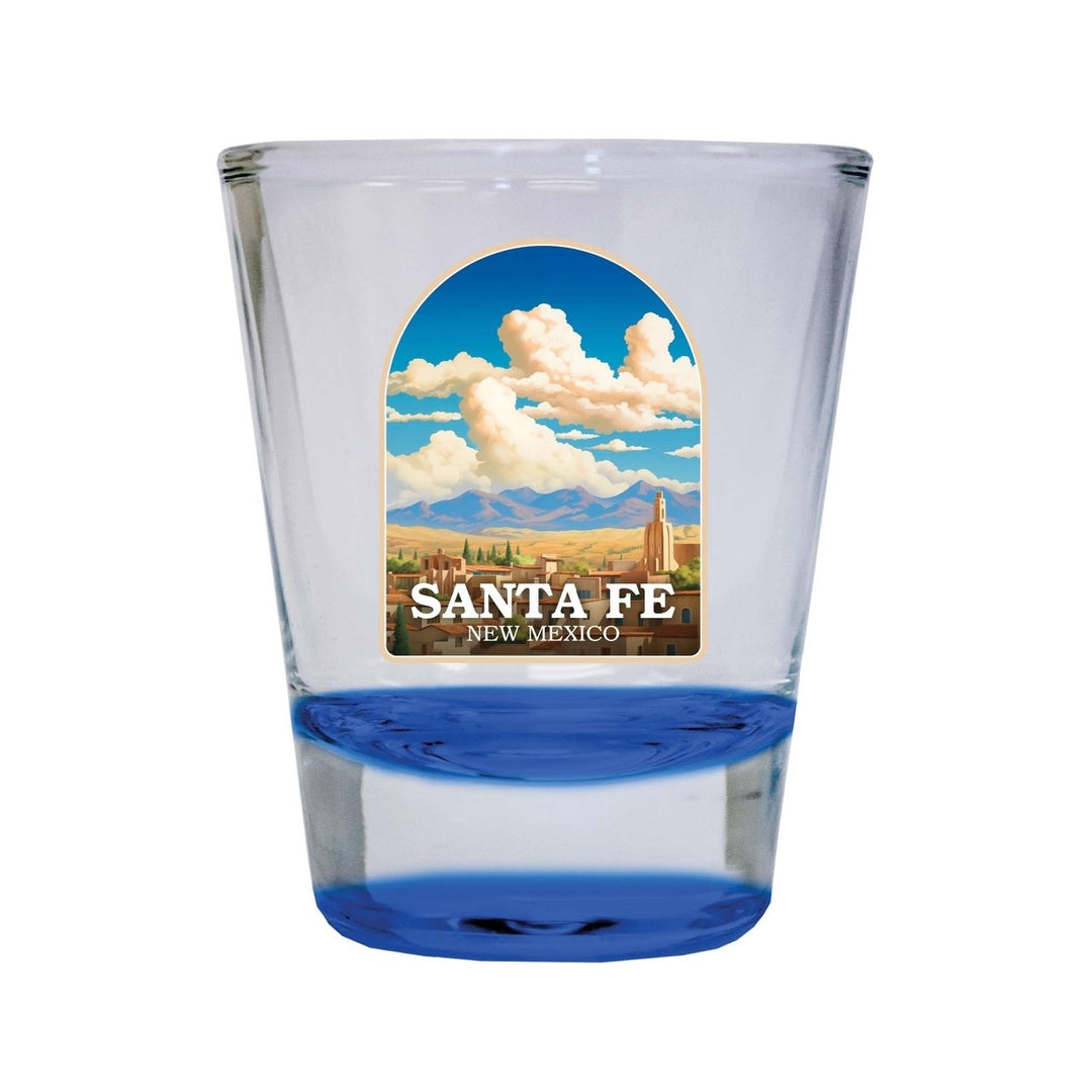 Santa Fe Mexico Design A Souvenir 2 Ounce Shot Glass Round Image 1