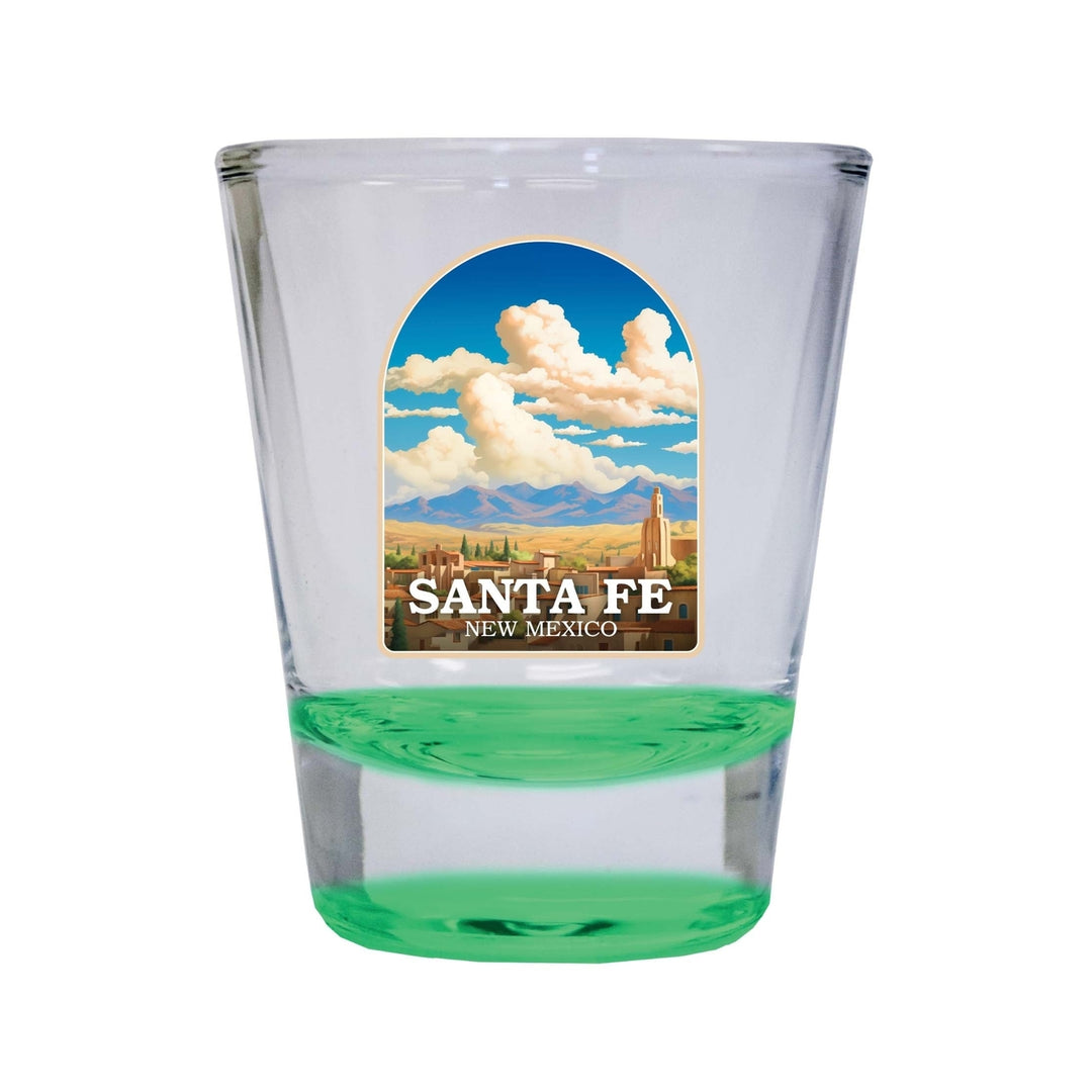 Santa Fe Mexico Design A Souvenir 2 Ounce Shot Glass Round Image 4