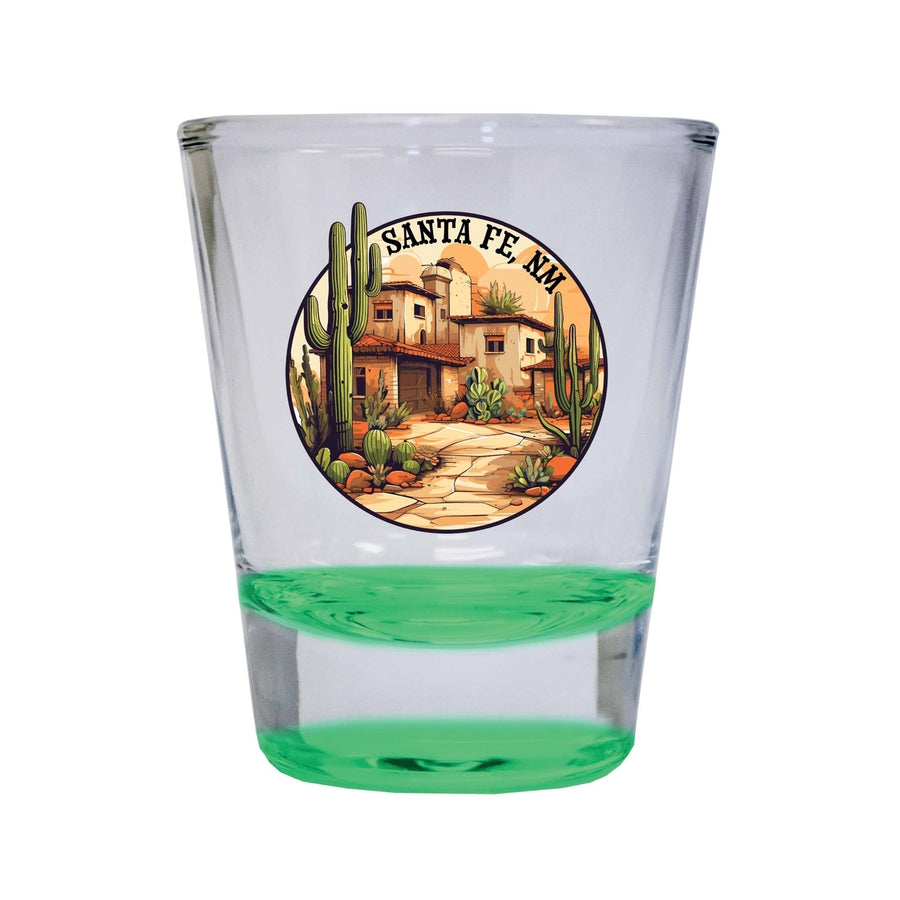 Santa Fe Mexico Design D Souvenir 2 Ounce Shot Glass Round Image 1