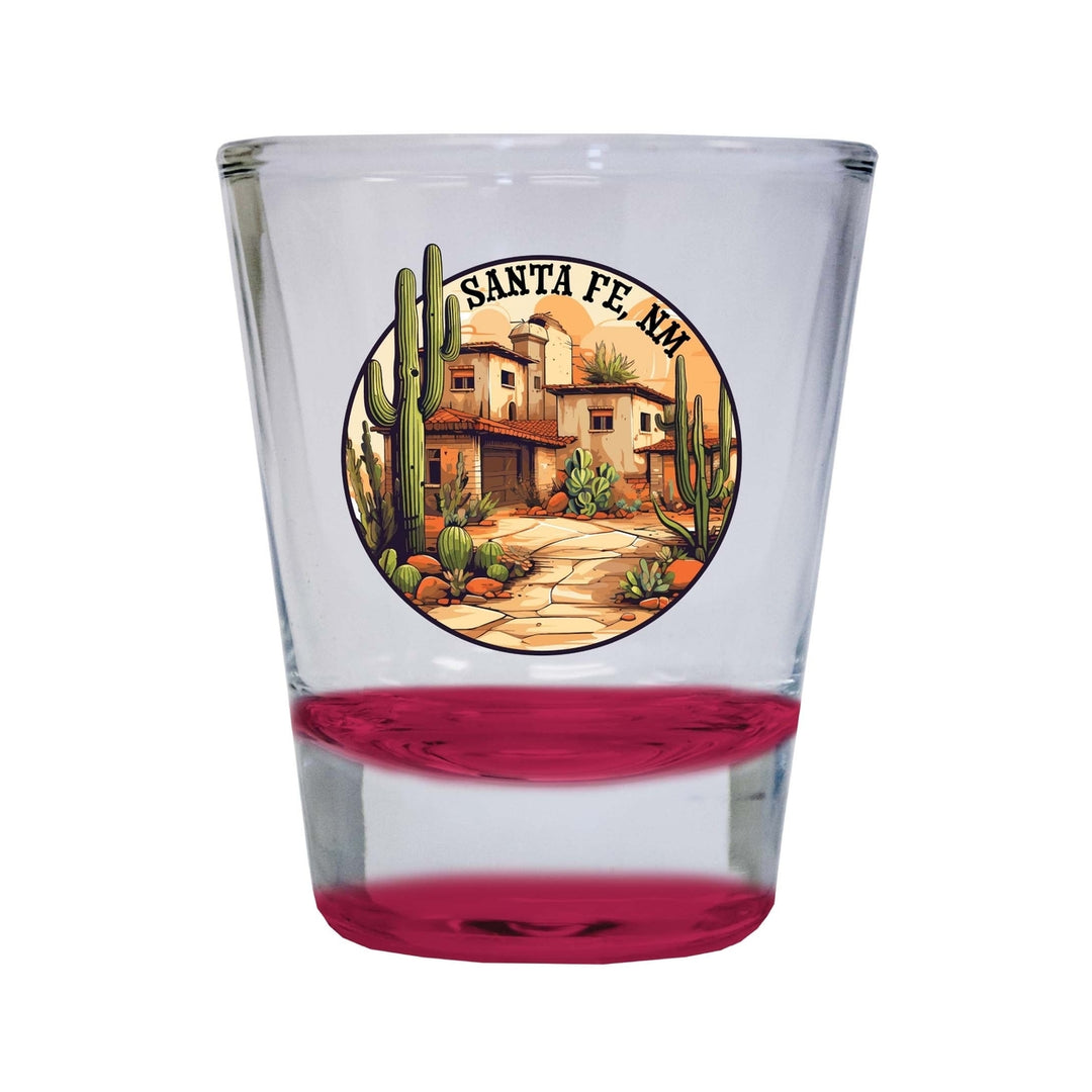 Santa Fe Mexico Design D Souvenir 2 Ounce Shot Glass Round Image 3