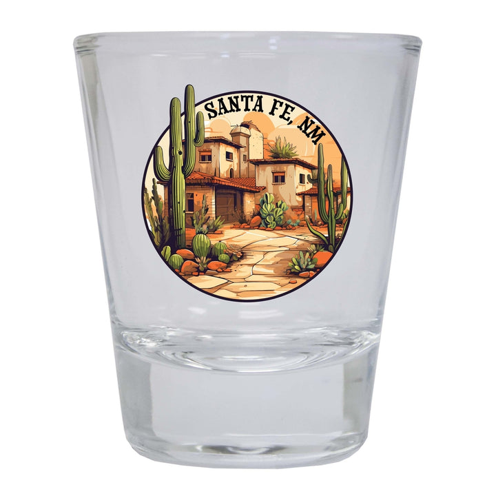 Santa Fe Mexico Design D Souvenir 2 Ounce Shot Glass Round Image 4