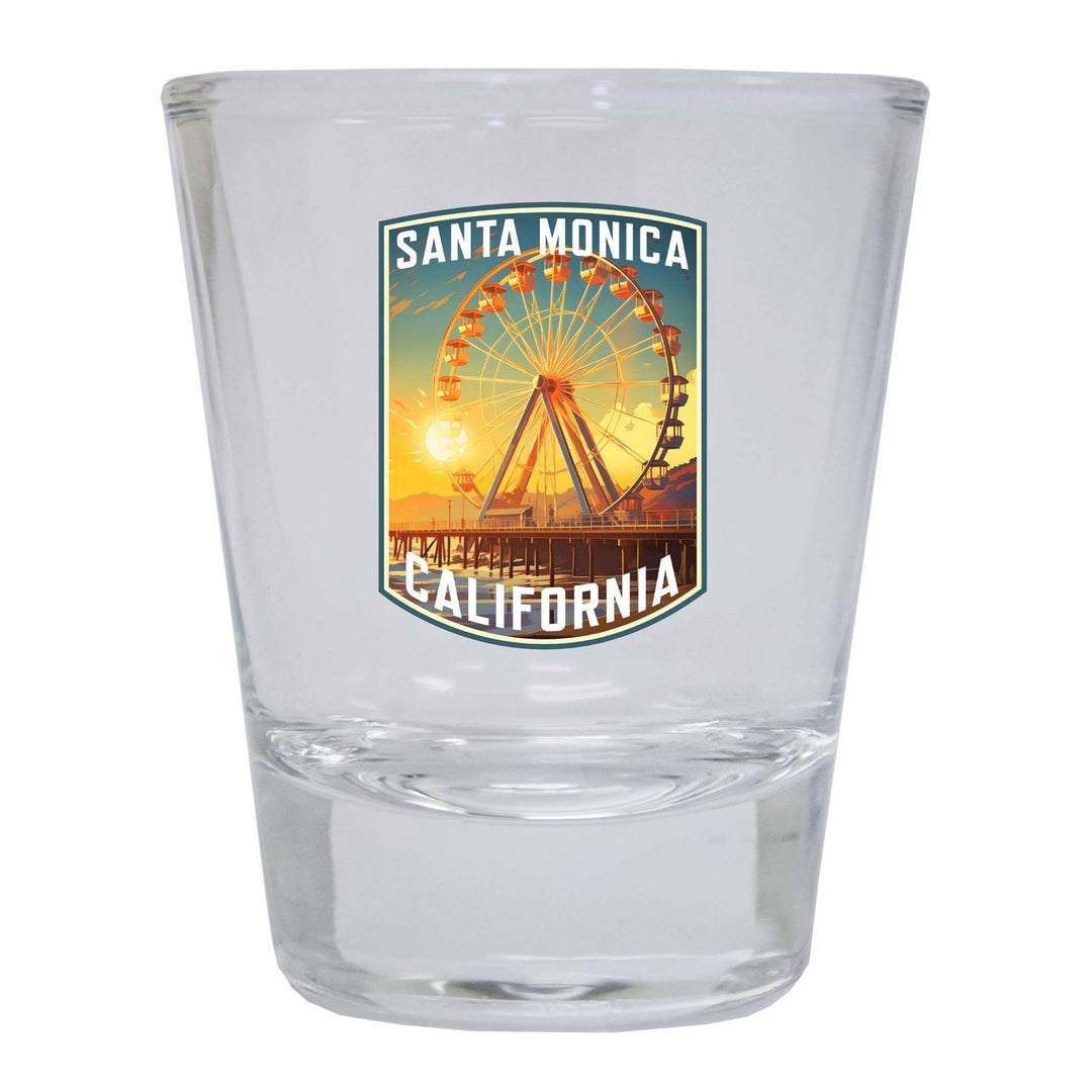 Santa Monica California Design C Souvenir 2 Ounce Shot Glass Round Image 1