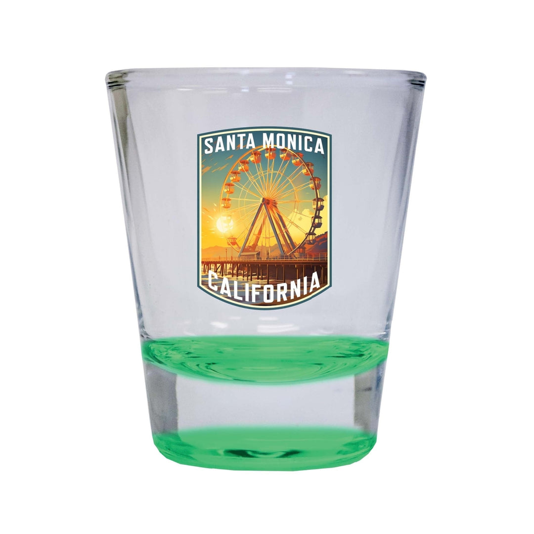 Santa Monica California Design C Souvenir 2 Ounce Shot Glass Round Image 3