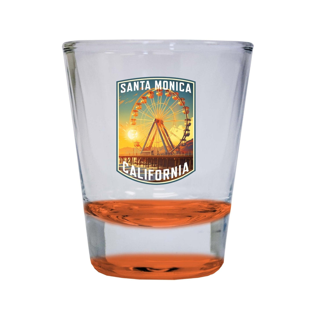 Santa Monica California Design C Souvenir 2 Ounce Shot Glass Round Image 4