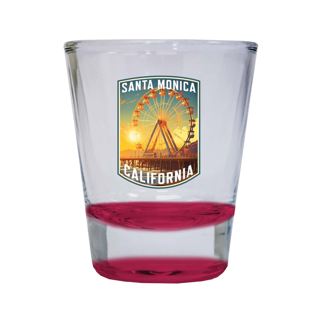 Santa Monica California Design C Souvenir 2 Ounce Shot Glass Round Image 4