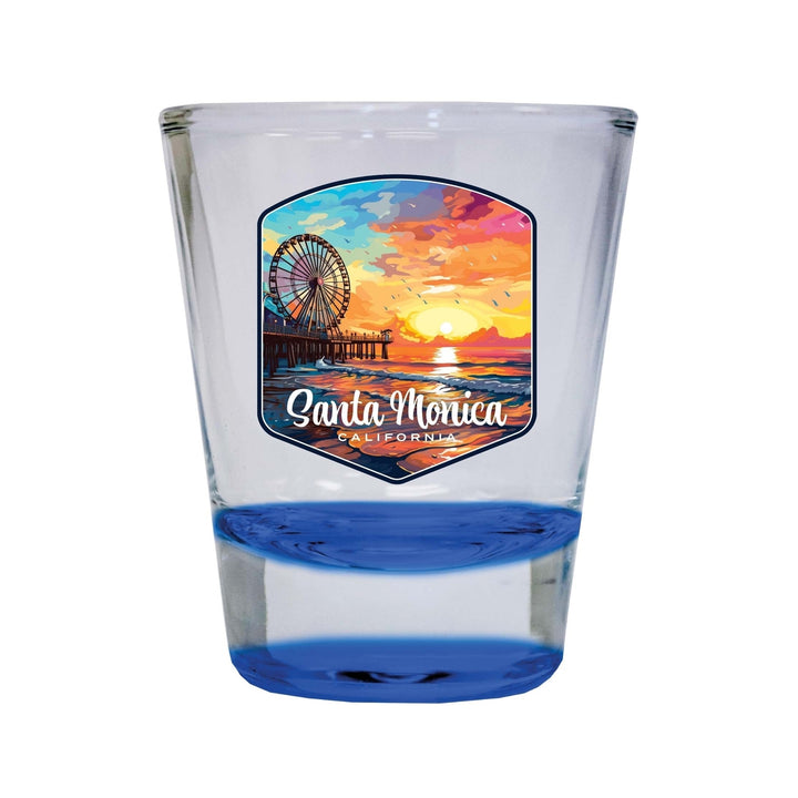 Santa Monica California Design A Souvenir 2 Ounce Shot Glass Round Image 1