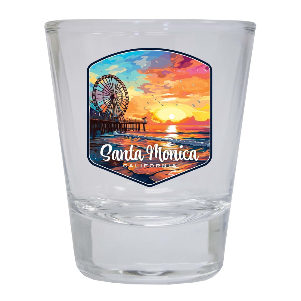 Santa Monica California Design A Souvenir 2 Ounce Shot Glass Round Image 2