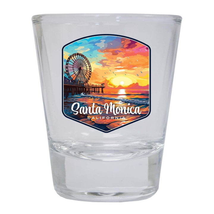 Santa Monica California Design A Souvenir 2 Ounce Shot Glass Round Image 2