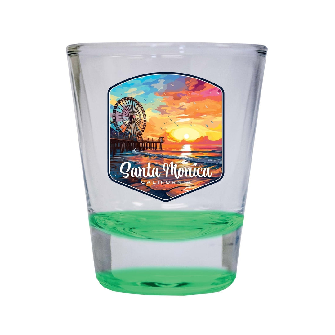 Santa Monica California Design A Souvenir 2 Ounce Shot Glass Round Image 3