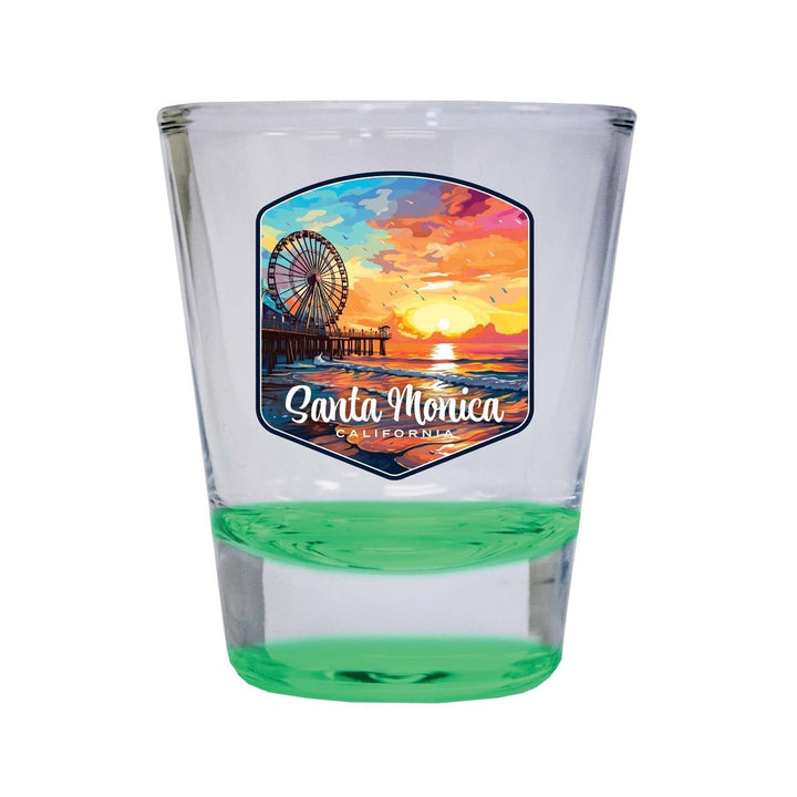 Santa Monica California Design A Souvenir 2 Ounce Shot Glass Round Image 1