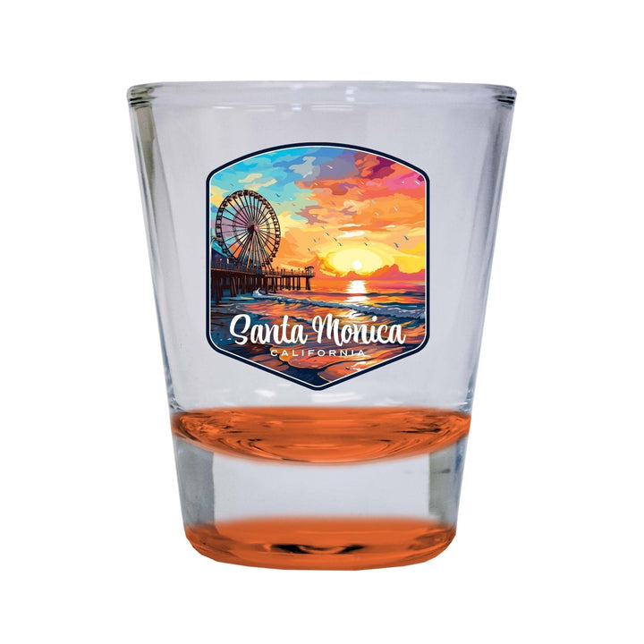 Santa Monica California Design A Souvenir 2 Ounce Shot Glass Round Image 4