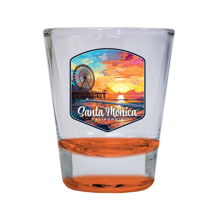 Santa Monica California Design A Souvenir 2 Ounce Shot Glass Round Image 1