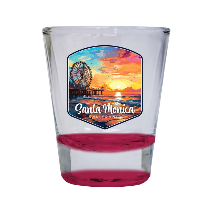 Santa Monica California Design A Souvenir 2 Ounce Shot Glass Round Image 4