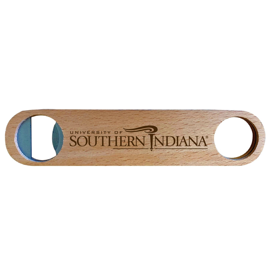 University of Southern Indiana Engraved Wooden Bottle Opener Officially Licensed Collegiate Product Image 1