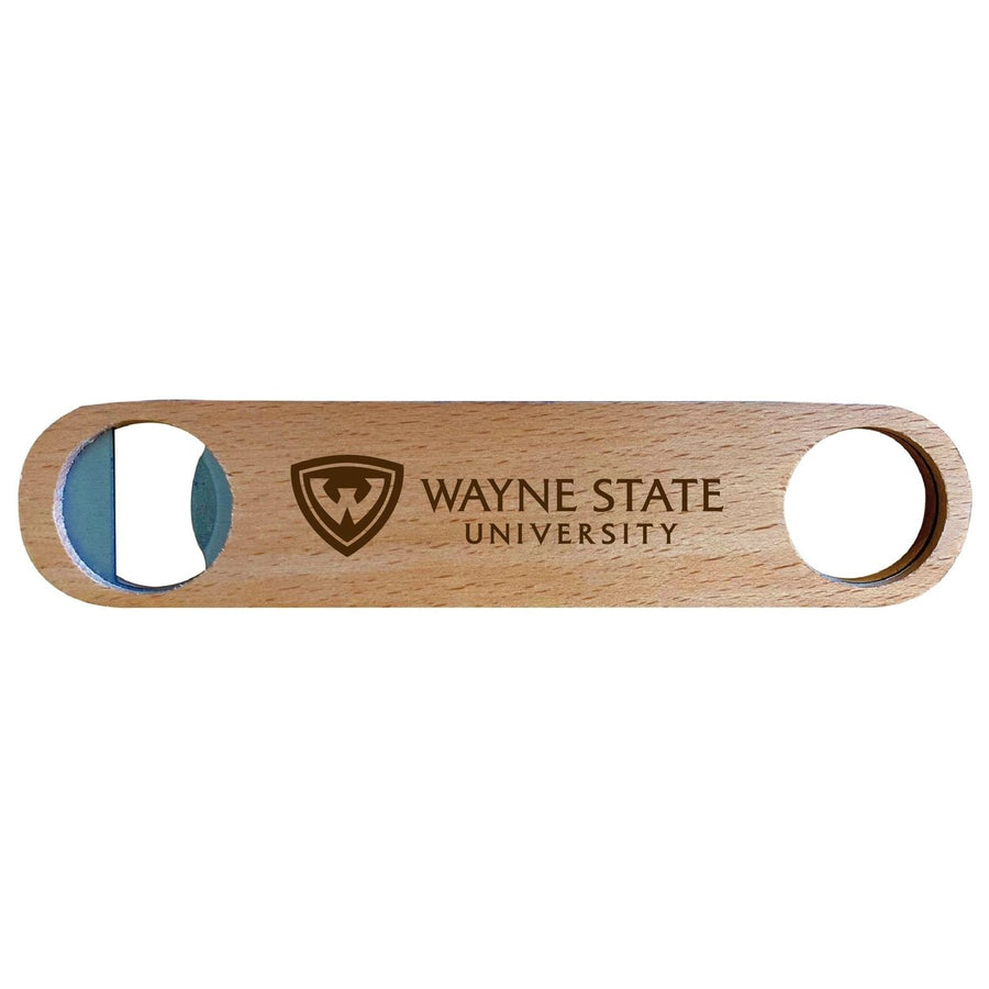 Wayne State Engraved Wooden Bottle Opener Officially Licensed Collegiate Product Image 1