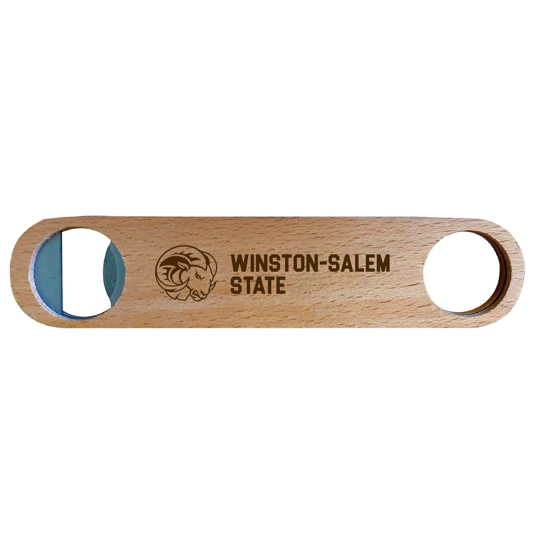 Winston Salem State Engraved Wooden Bottle Opener Officially Licensed Collegiate Product Image 1