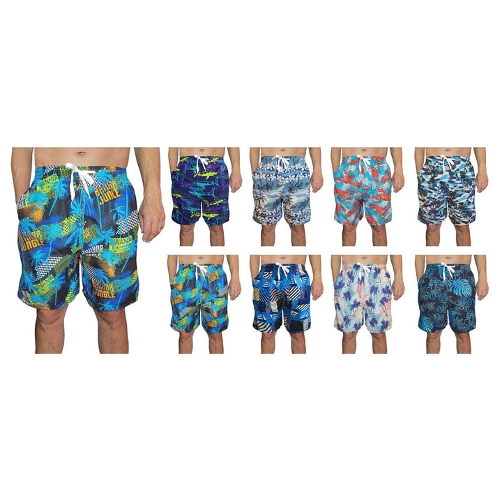 1-Pack Mens Quick Dry Printed Cargo Swim Shorts With Pockets Regular Flex Bathing Board Suits and Trunks Image 9