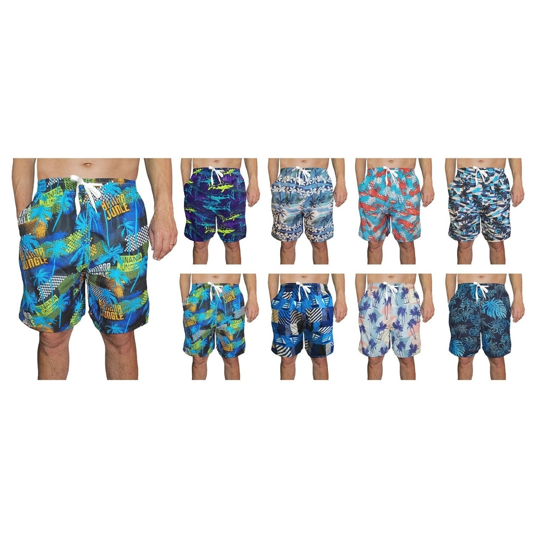 6-Pack Mens Quick Dry Printed Cargo Swim Shorts With Pockets Regular Flex Bathing Board Suits and Trunks Image 9