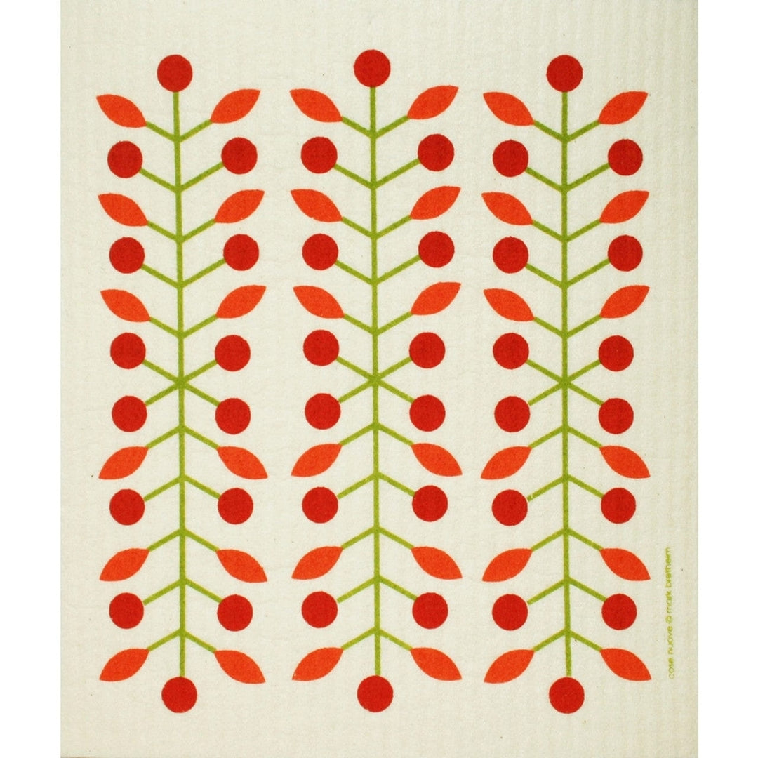 Berry Branch Red Swedish Dishcloth Image 1