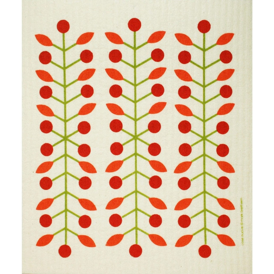 Berry Branch Red Swedish Dishcloth Image 1