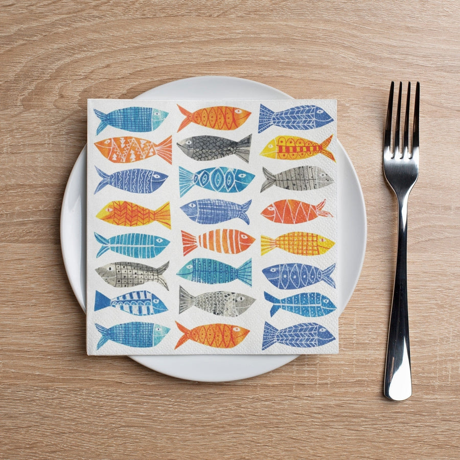 Atlantic Luncheon NapkinFish Illustration Napkin Set Image 1