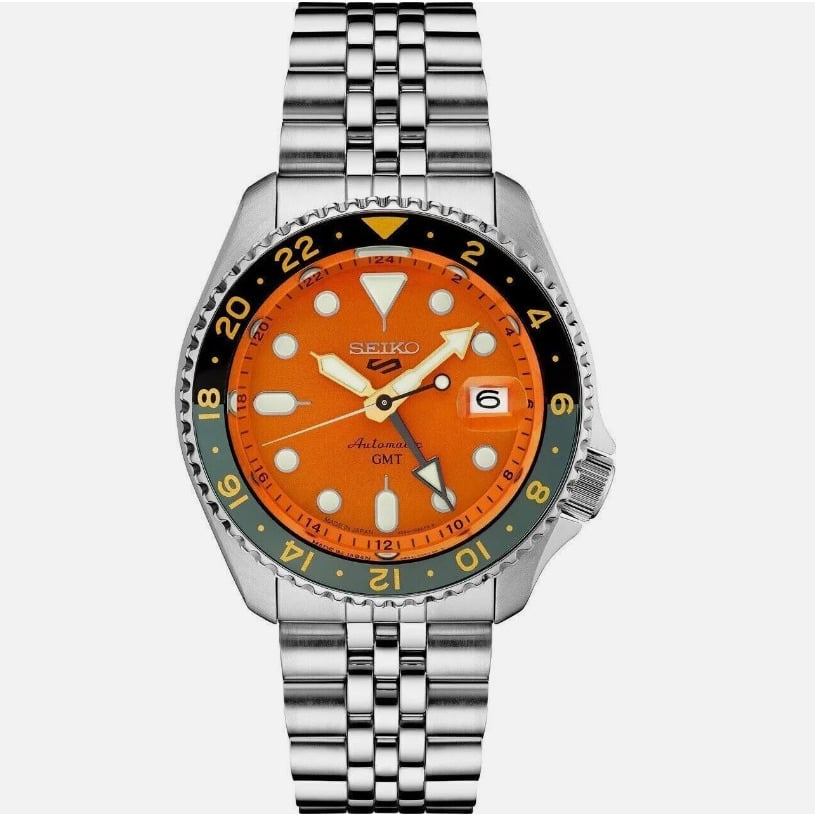 Seiko 5 Sports SSK005 SKX GMT Automatic Watch 100M Orange Dial Image 1