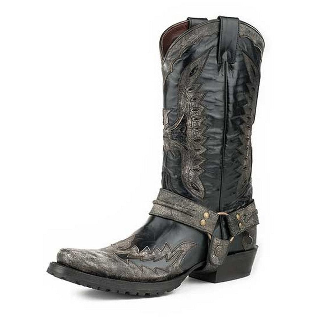 Stetson Western Boots Men Outlaw Eagle Biker Black 12-020-6124-3622 BL Image 1