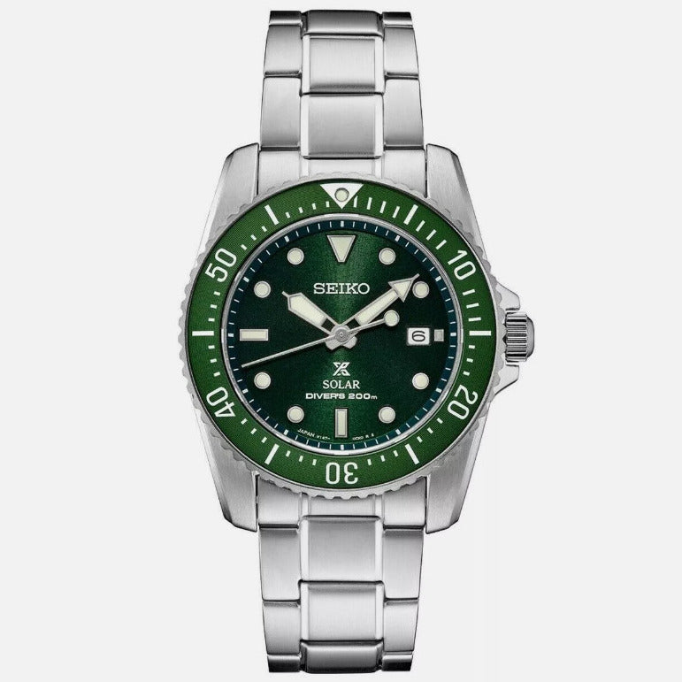 Seiko Mens Prospex Solar Green Dial Stainless Steel Watch SNE583 Image 1