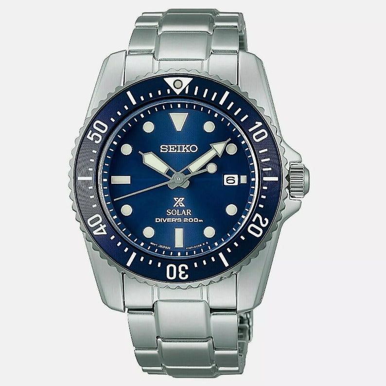 Seiko Prospex SNE585 Solar Blue Dial Stainless Steel Mens Watch Image 1