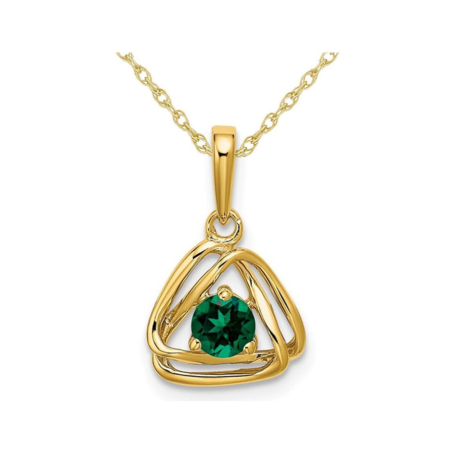 1/4 Carat (ctw) Lab-Created Emerald Pendant Necklace in 14K Yellow Gold with Chain Image 1