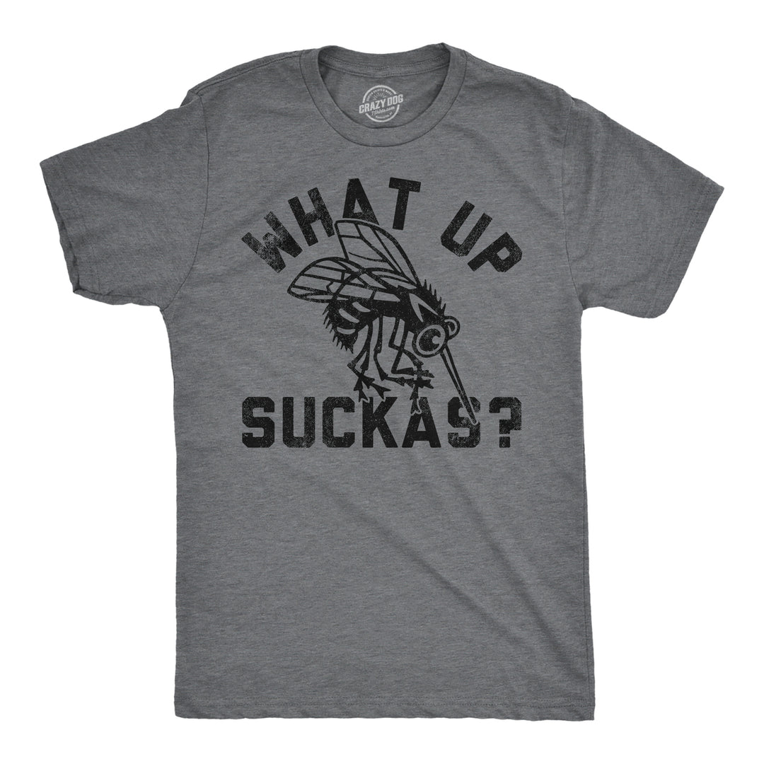 Mens What Up Suckas Funny T Shirt Sarcasitc Mosquito Graphic Tee For Men Image 4